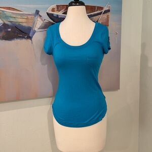 Express Blue Scoop Neck Baby Tee